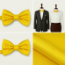 Papion galben bărbați – satin de mătase cu model romb, elegant, pre-legat